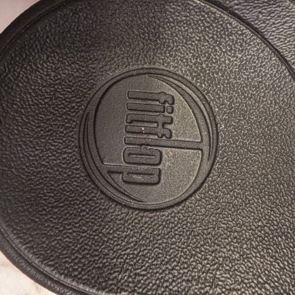 Ladies Black Fitflops Slides With Double Gold Met… - image 4